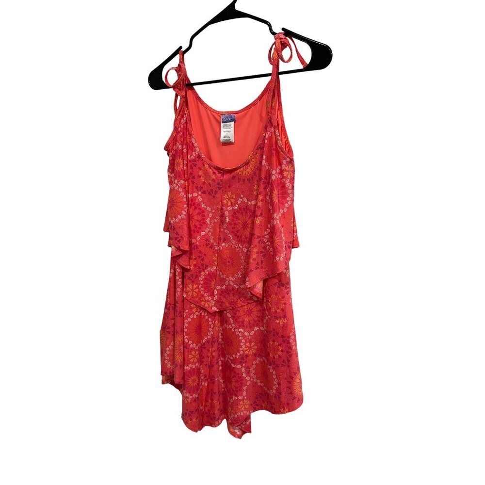 Coco Rave Womens Colorful Floral Ruffle Romper Shorts Size L Red Orange - Picture 3 of 8